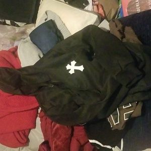 Zippered Hoodie with Cross on front and back
